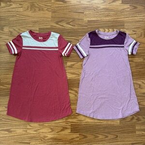 2x SO Girls Size 8 Short Sleeve Nightgown Rose Pink Purple Ringer Summer EUC!